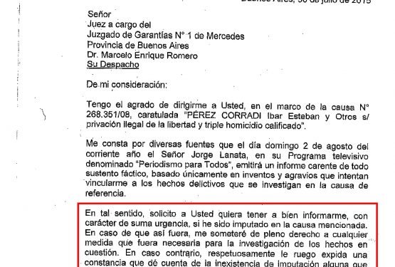 Constancia formal sobre la inexistencia de imputación alguna sobre mi persona